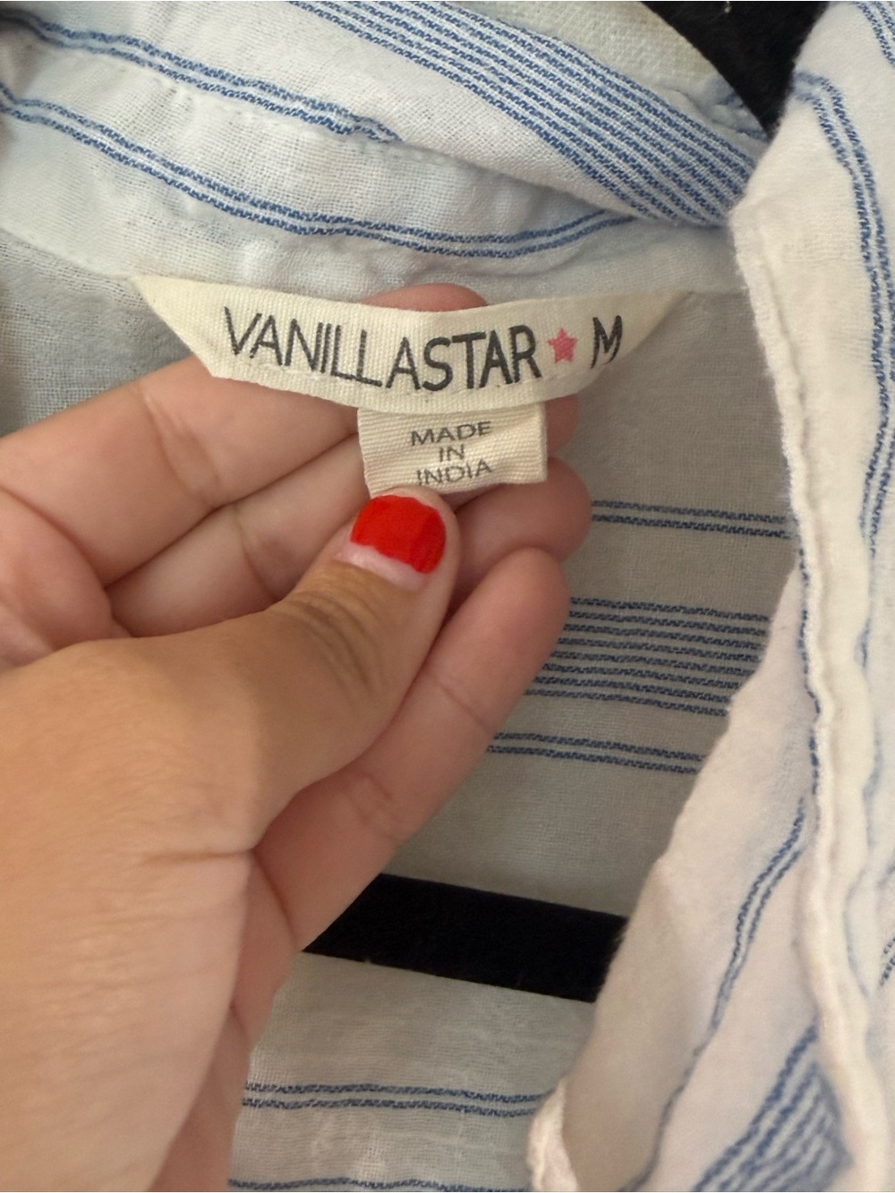 Vanilla Star Women’s Blue & White Striped Linen Shirt - Picture 2 of 3